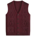 thumbnail image 1 of Bcfgryg Sweater Vest Men's Sleeveless Knitted Vest V Neck Knitted Vest Spring Plain Sleeveless Knitted For Men Mens Sweater Red 110, 1 of 3