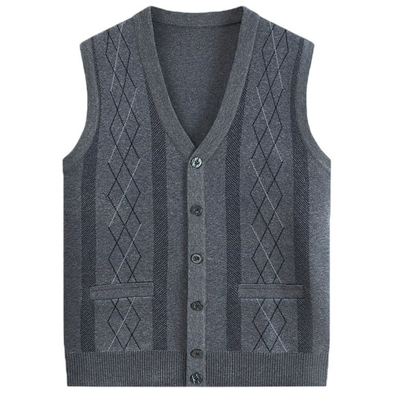 Bcfgryg Sweater Vest Men's Sleeveless Knitted Vest V Neck Knitted Vest Spring Plain Sleeveless Knitted For Men Sweaters For Men Gray 125