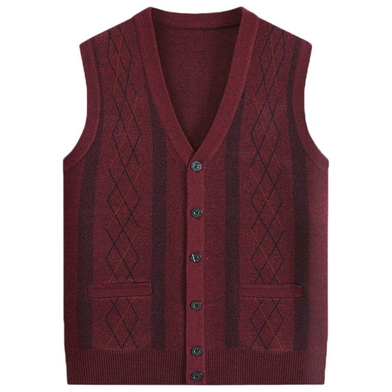 Bcfgryg Sweater Vest Men's Sleeveless Knitted Vest V Neck Knitted Vest Spring Plain Sleeveless Knitted For Men Sweaters For Men Red 105