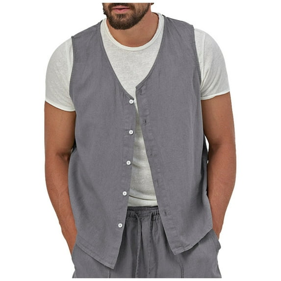Bcfgryg Vest Men Lapel Sleeveless Slim Fit For Men With Vintage Casual Vests Lightweight Men's Jacket For Hiking Silver L