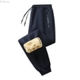 thumbnail image 1 of Bcfgryg Winter Fleece Lined Casual Pants Relaxed Fit Wide Leg Trousers Warm Thermal Bottoms For Cold Weather Men's Fleece Pants Blue S, 1 of 3