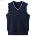 thumbnail image 1 of Bcfgryg Winter Sleeveless Knit Sweater Vest Solid Color Business Casual Layering Piece For Wear Men Sleeveless Vest Blue XL, 1 of 3