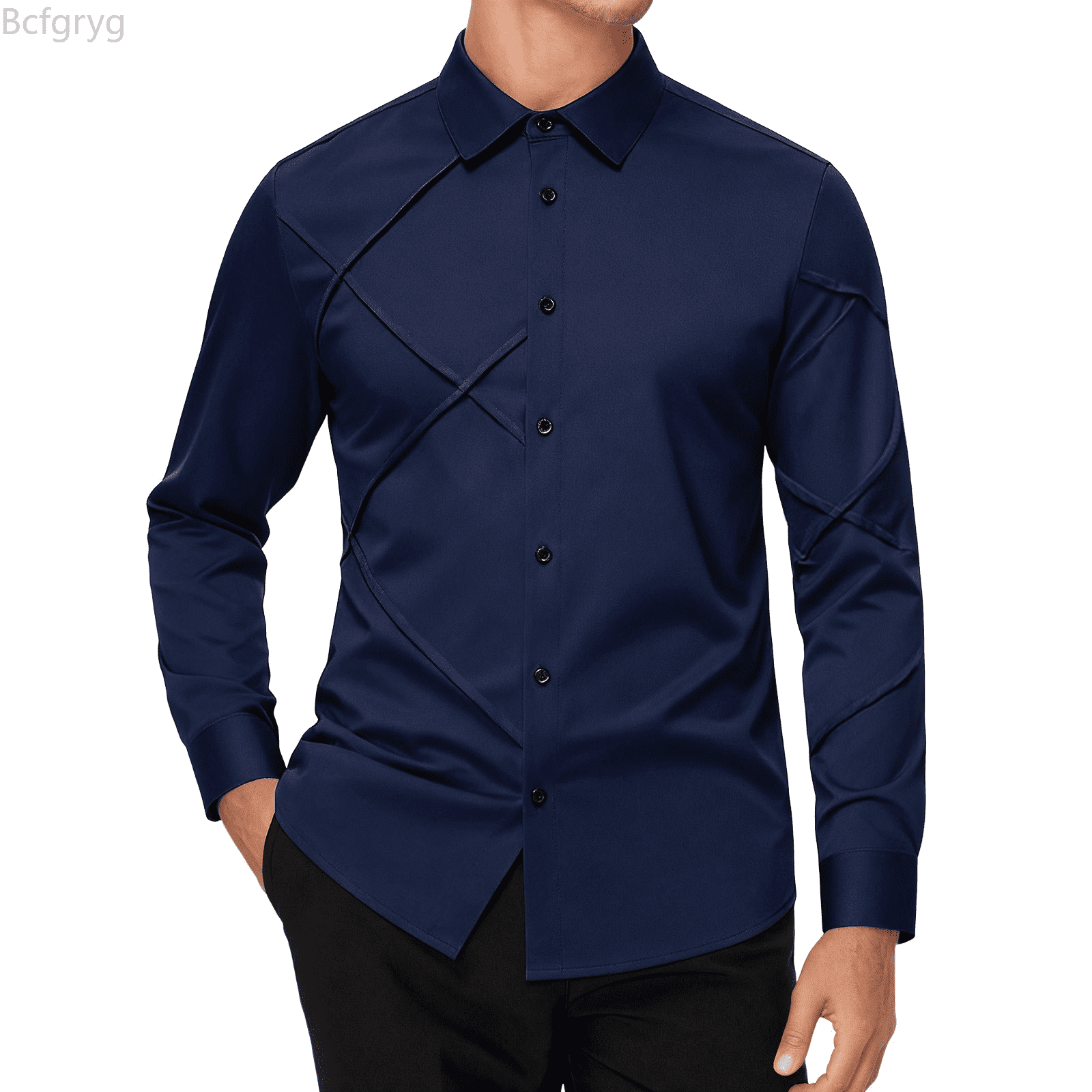 Bcfgryg Wrinkle Long Sleeve Dress Shirt For Business Casual Wear With  Modern Fit Big and Tall Shirts Blue S