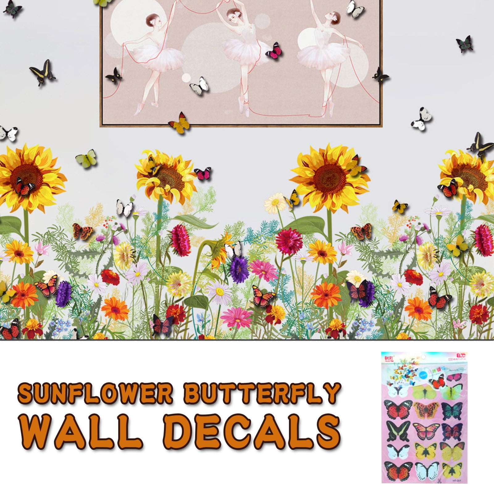 Bcfsvew Wall stickers Hot Sale Flower Decals Garden Sunflower Art Wall