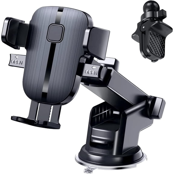 Yezivo 3 in 1 Cell Phone Holder for Car, Universal Dashboard ,Windshield Car Mount and Car Phone Holder for All Cell Phones,Samsung galaxy, iPhone, Black