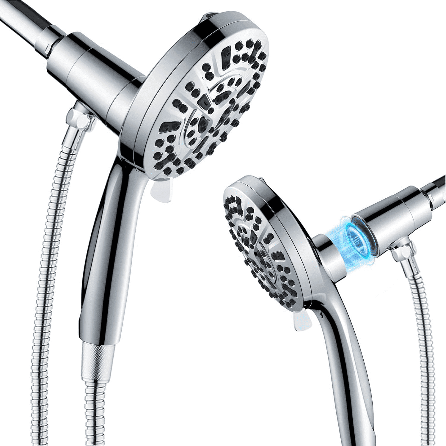 Scootworks Filtered Shower Head, 10 Spray Settings Detachable Shower Head with Handheld, HandHeld Shower Head for Bathroom Tub with Hose 59 inch Stainless Steel and Magnetic Connection