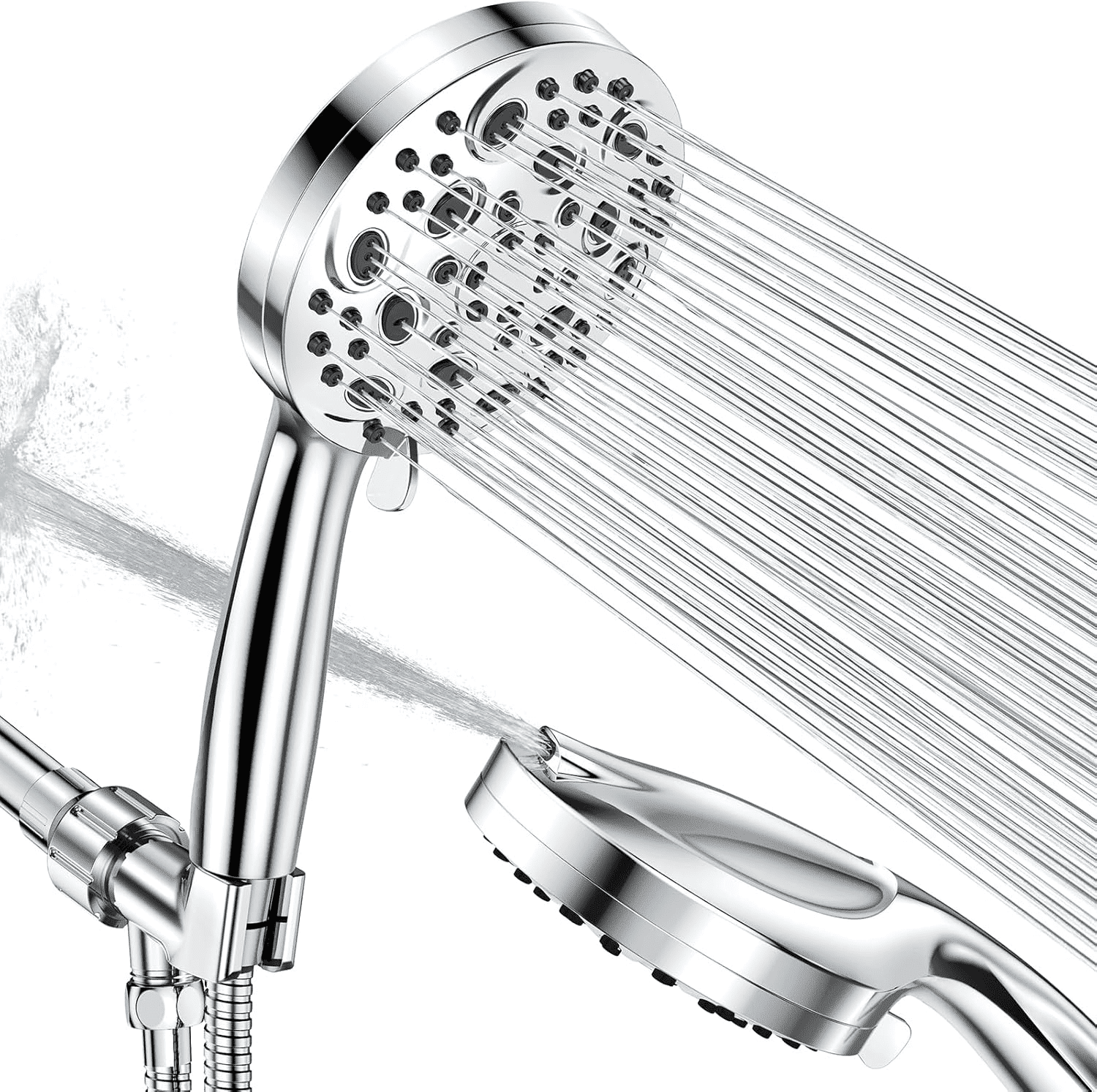 Bchangss Shower Head, 10 Spray Setting Detachable Shower Head with Handheld, HandHeld Shower Head for Bathroom Tub with Hose 59 inch Stainless Steel and Adjustable Holder
