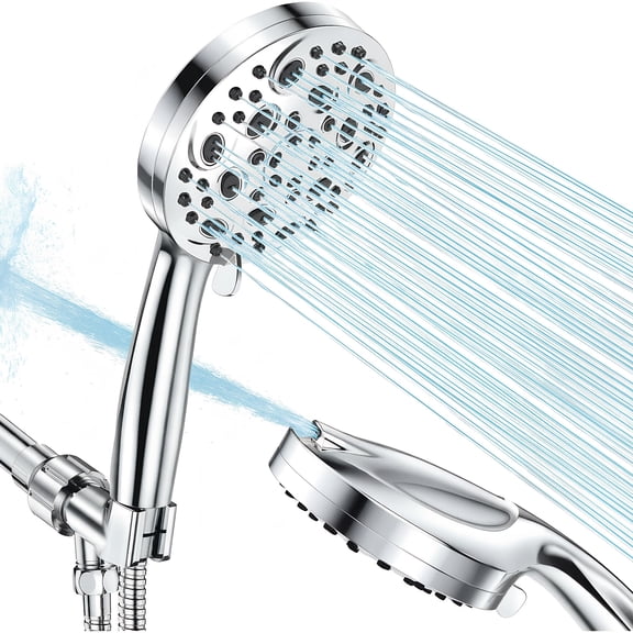 Scootworks Shower Head, 10 Mode Setting Detachable Shower Head with Handheld, High Pressure Shower Head with Hose 59 inch Stainless Steel and Adjustable Bracket, Handheld Shower Head for Bathroom