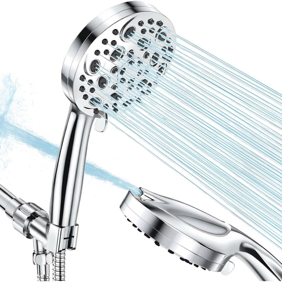 Yezivo Shower Head, 10 Mode Setting Detachable Shower Head with Handheld, High Pressure Shower Head with Hose 59 inch Stainless Steel and Adjustable Bracket, Handheld Shower Head for Bathroom