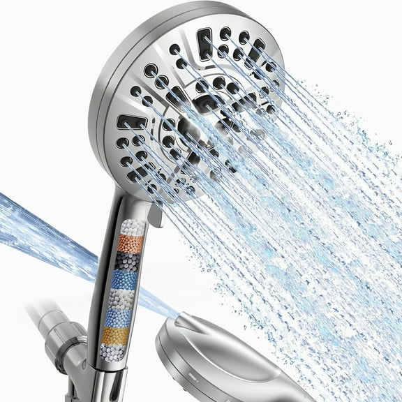 Scootworks Shower Head, Detachable Shower Head with Handheld, 10-Mode Luxury Handheld Shower Head for Bath, High Pressure Shower Heads with Hose 59 inch Stainless Steel and Adjustable Bracket