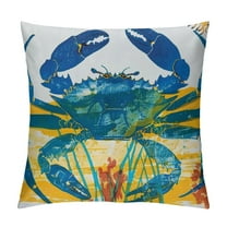 Bciig 18"x18" Blue Crab Coastal Short Plush Throw Pillow, Anti-Wrinkle