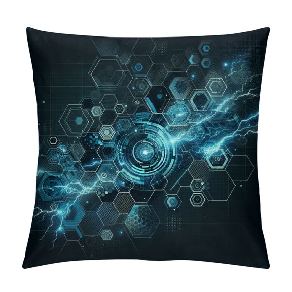 Bciig 1PC Hexagonal Pattern Digital Theme Technology Graphic Decorative Home Couch Living Room Cushion Throw Pillow Cover for Men Women Boys Girls - Short Plush Home Furnishing 12x12in