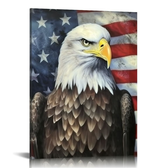 Bciig Bald Eagle Flag Americo Makk Fine Art Aesthetic Poster & Print Wall Painting for Home Decor 16x20 in