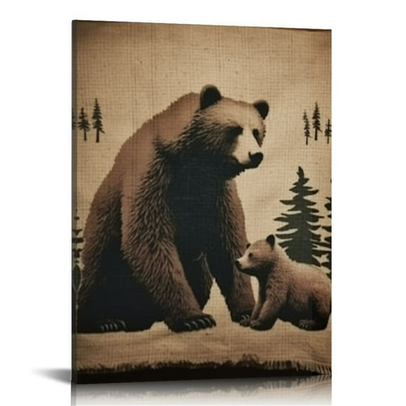 Bciig Bear Cub Fine Art Aesthetic Poster Print Wall Painting for Living Room Bedroom Home Office Decor 12x16 in