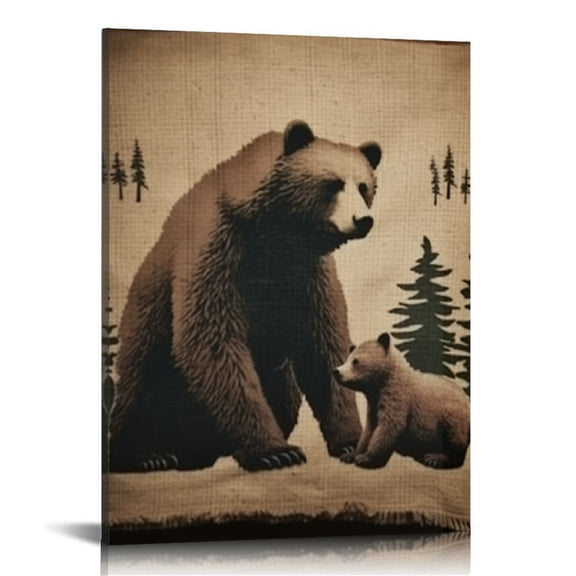 Bciig Bear Cub Fine Art Aesthetic Poster Print Wall Painting for Living Room Bedroom Home Office Decor 16x20 in