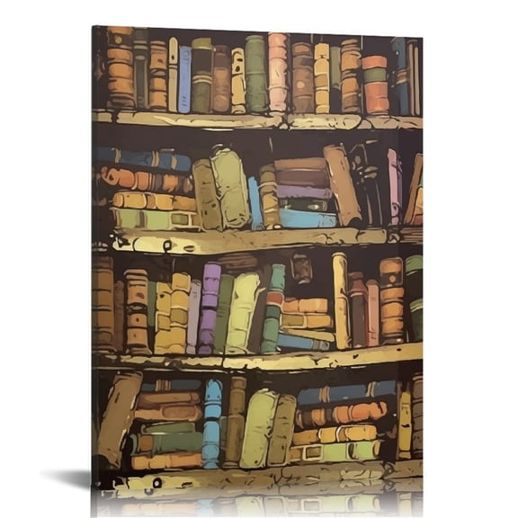 Bciig Books Bookshelves Fine Art Aesthetic Poster Print Wall Painting for Home Office Wall Decor 12x16 in