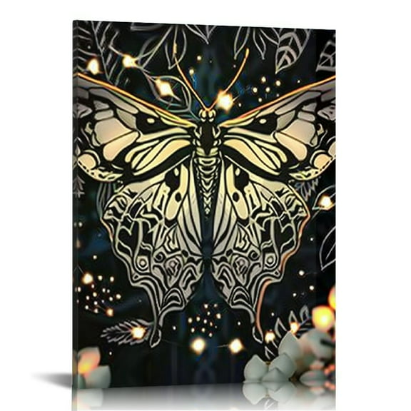 Bciig Butterfly Lights Digital Art Aesthetic Poster Print Wall Painting for Home Office Decor 12x16 in
