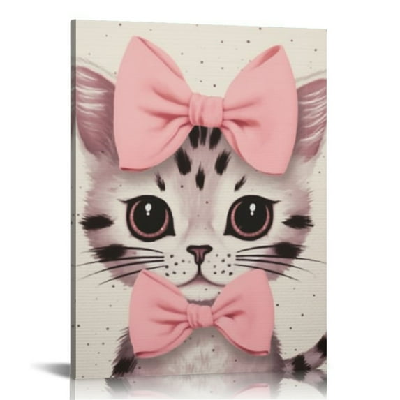 Bciig Cute Cat Fine Art Aesthetic Poster Print Canvas Wall Painting for Living Room Bedroom Office Decor Mother's Day Home Office Wall Decor 12x16 in