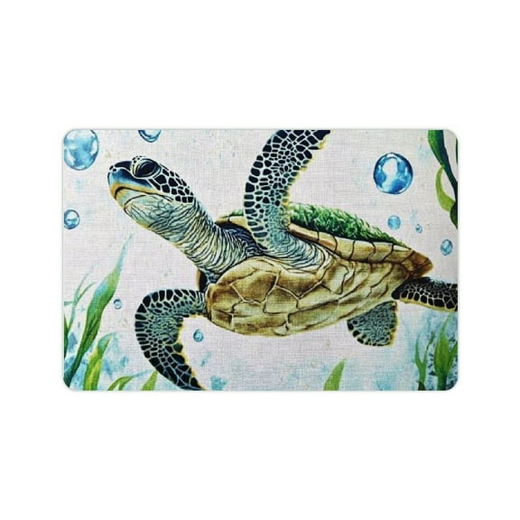 Bciig Fast Absorption Turtle Seaweed Bubbles Home Bath Rug Mat with Rubber Backing Technology 24x16in