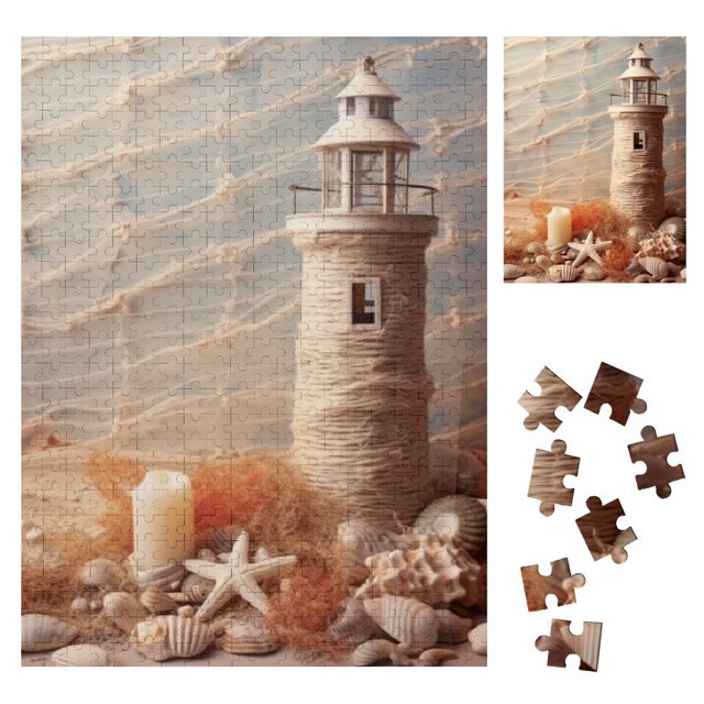 Bciig Lighthouse Shells Sea Stars Vertical Impossible Wooden Puzzle
