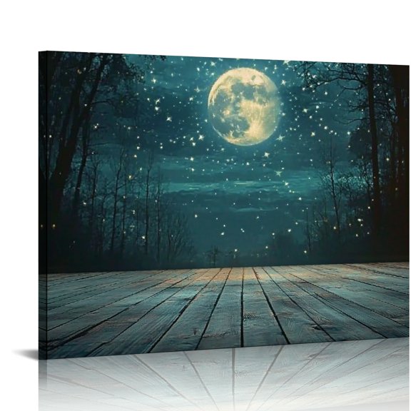 Bciig Moon Stars Wall Decor for Bedroom Home Office | Modern Canvas Art Print for Living Room Wall Decoration | Waterproof and Tear Resistant Paper Poster Set 16x12in