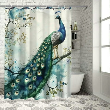 Bciig Peacock Bathroom Decor Set Multi Size Colorful Luxury Graphic Print Polyester Fabric Fashion Shower Curtain with Hooks 36x72