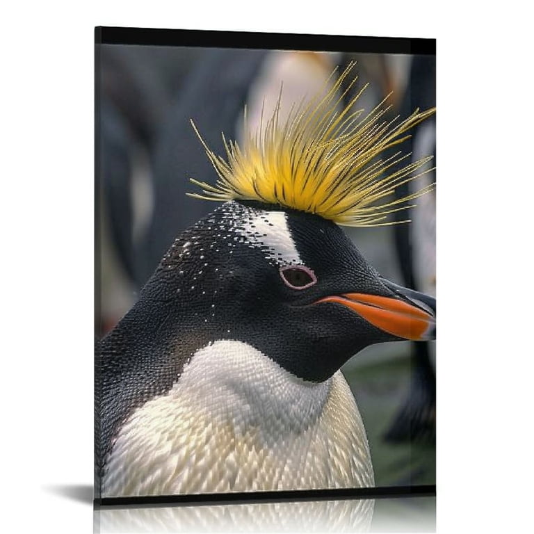 Bciig Penguin Yellow Mohawk Zebra Print Fine Art Aesthetic Poster