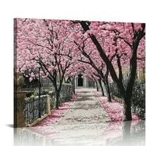 Bciig Pink Flowers Canvas Wall Art Living Room Bedroom Home Office Decor Print Set 20x16in