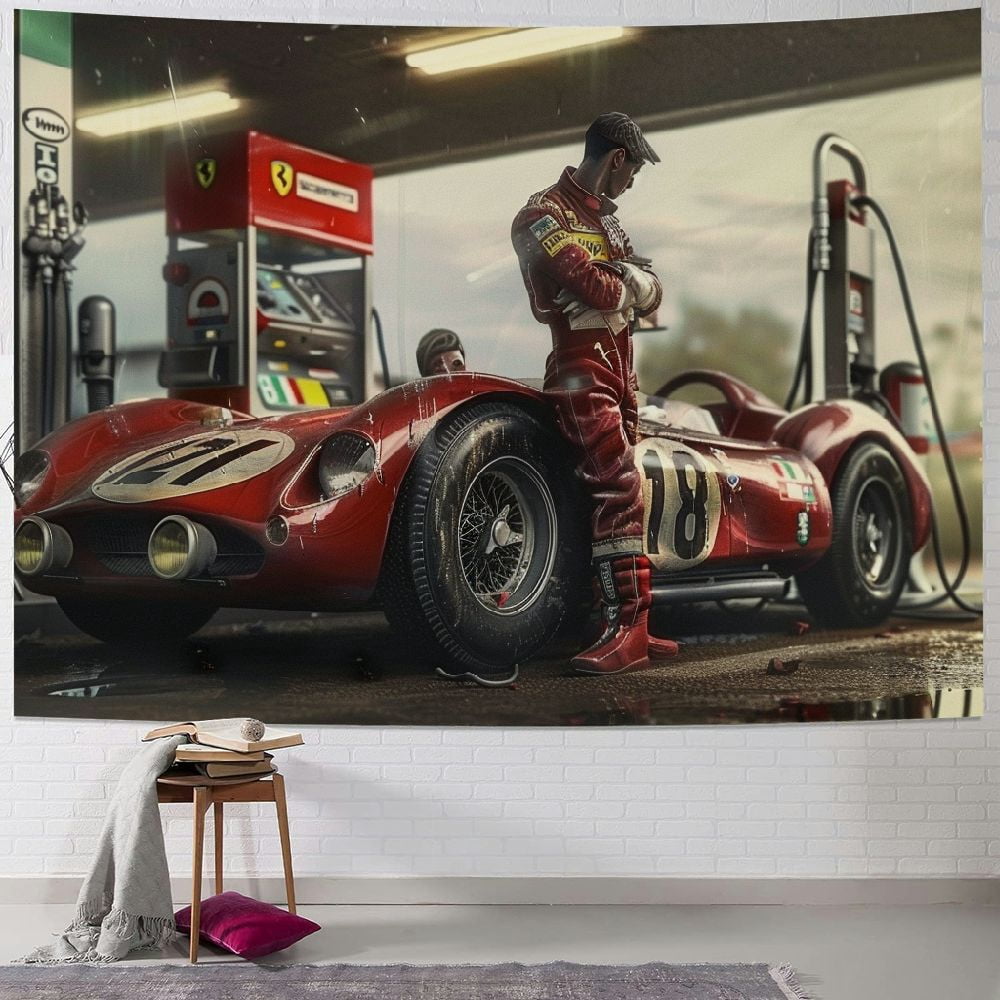 Bciig Race Car Tapestry Wall Hanging Unique Style Graphic Tapestries ...