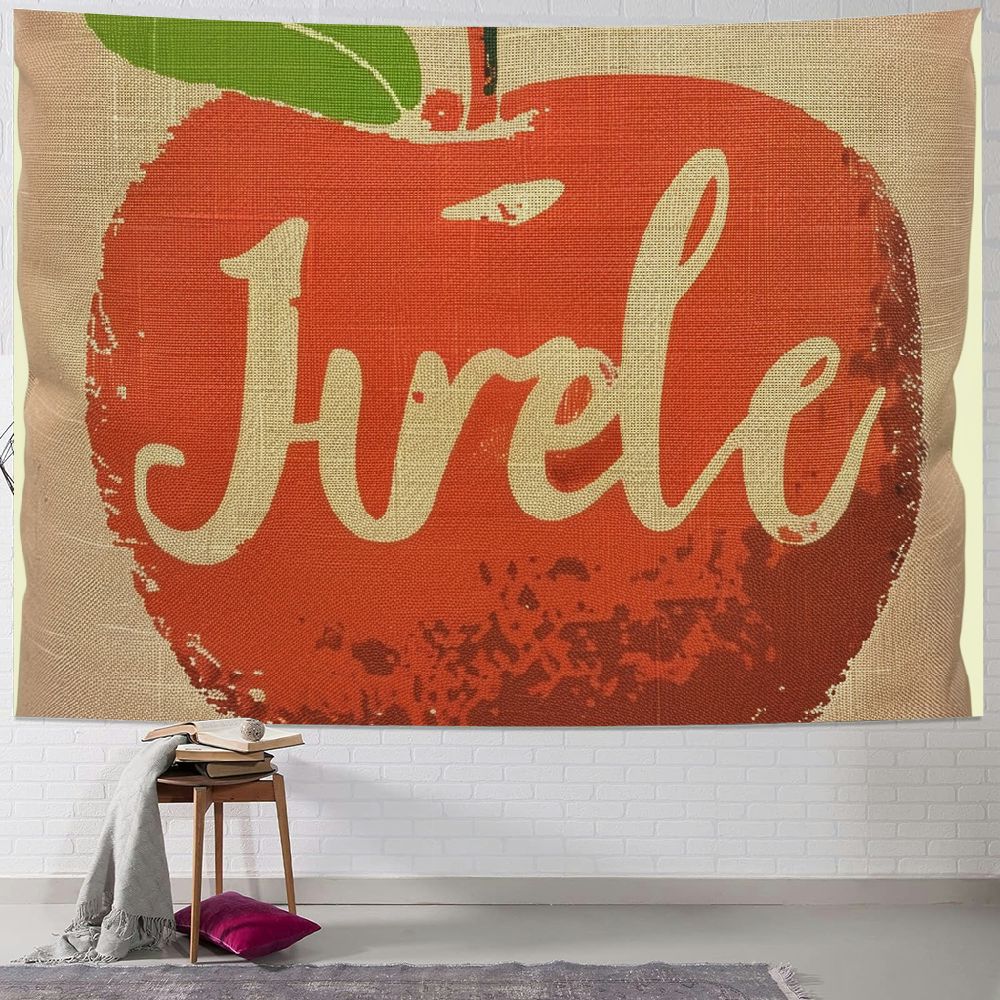 Bciig Red Apple Peach Silk Screen Tapestry Wall Hanging Unique Style