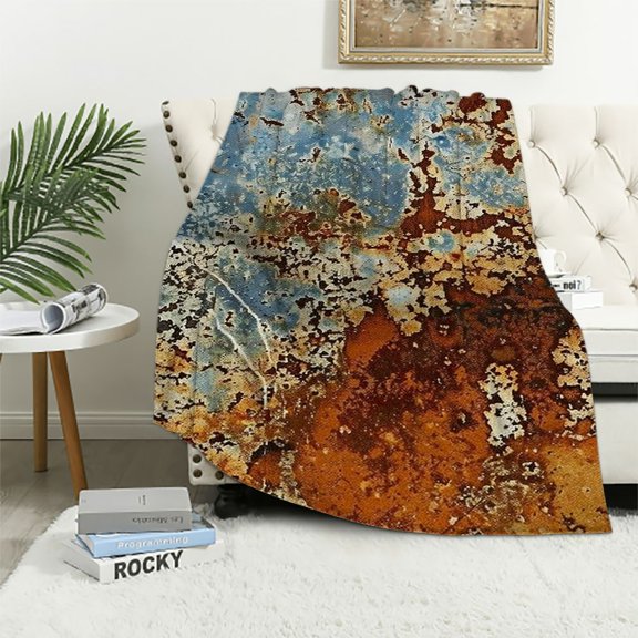 Bciig Rusted Surface Blue Sky Brown and White Pattern Warm Lightweight Blanket Soft Fleece Blankets Throw Blanket for Living Rooms Sofa Decor Cow Gifts All Seasons Super Soft Blanket 40x50in