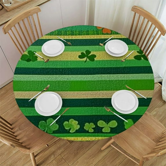 Bciig Shamrocks Round Tablecloth Stain-Resistant Washable Polyester Fabric Ideal for Indoor Outdoor Restaurants, Weddings, Parties Home Kitchen Decor Waterproof Fabric 46"-50