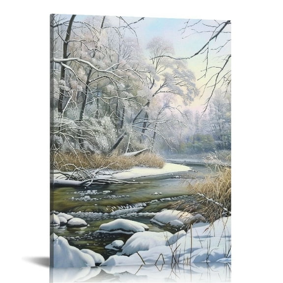 Bciig Snowy River Forest Rocks Fine Art Aesthetic Poster & Print Wall Painting for Living Room Bedroom Home Office Wall Decor 12x16 in