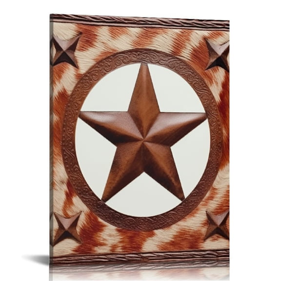 Bciig Star Cowhide Wooden Frame Fine Art Aesthetic Poster & Print Wall Painting for Living Room Bedroom Home Office Wall Decor 12x16 in