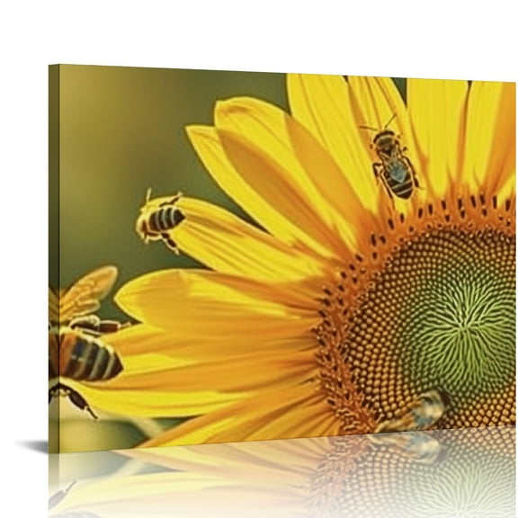 Bciig Sunflower Bees Wall Art Living Room Bedroom Home Office Wall Decor Print Set 20x16in