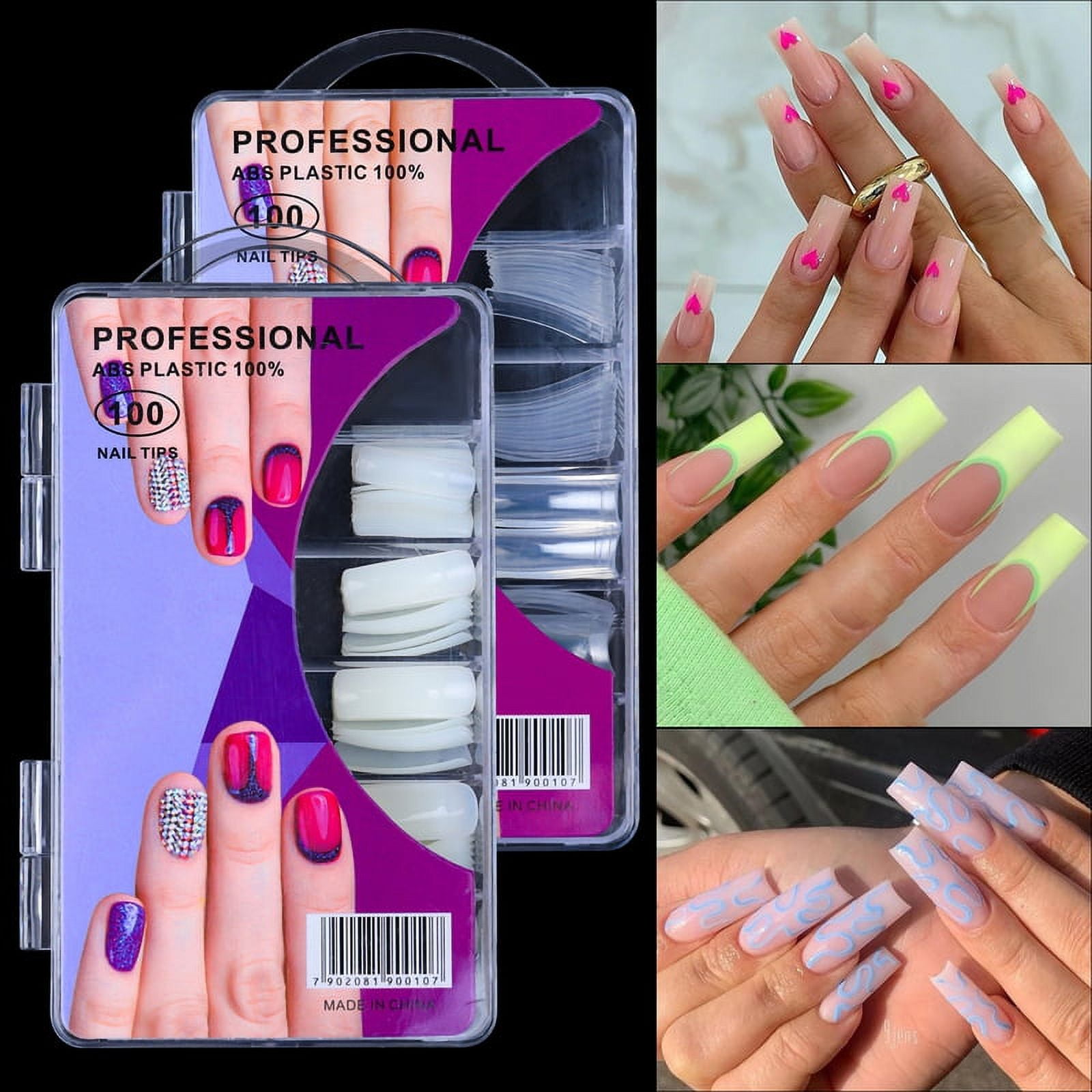 100pcs/box Transparent Seamless Fake Nails Full Coverage Water Drop Full  Sticker | eBay