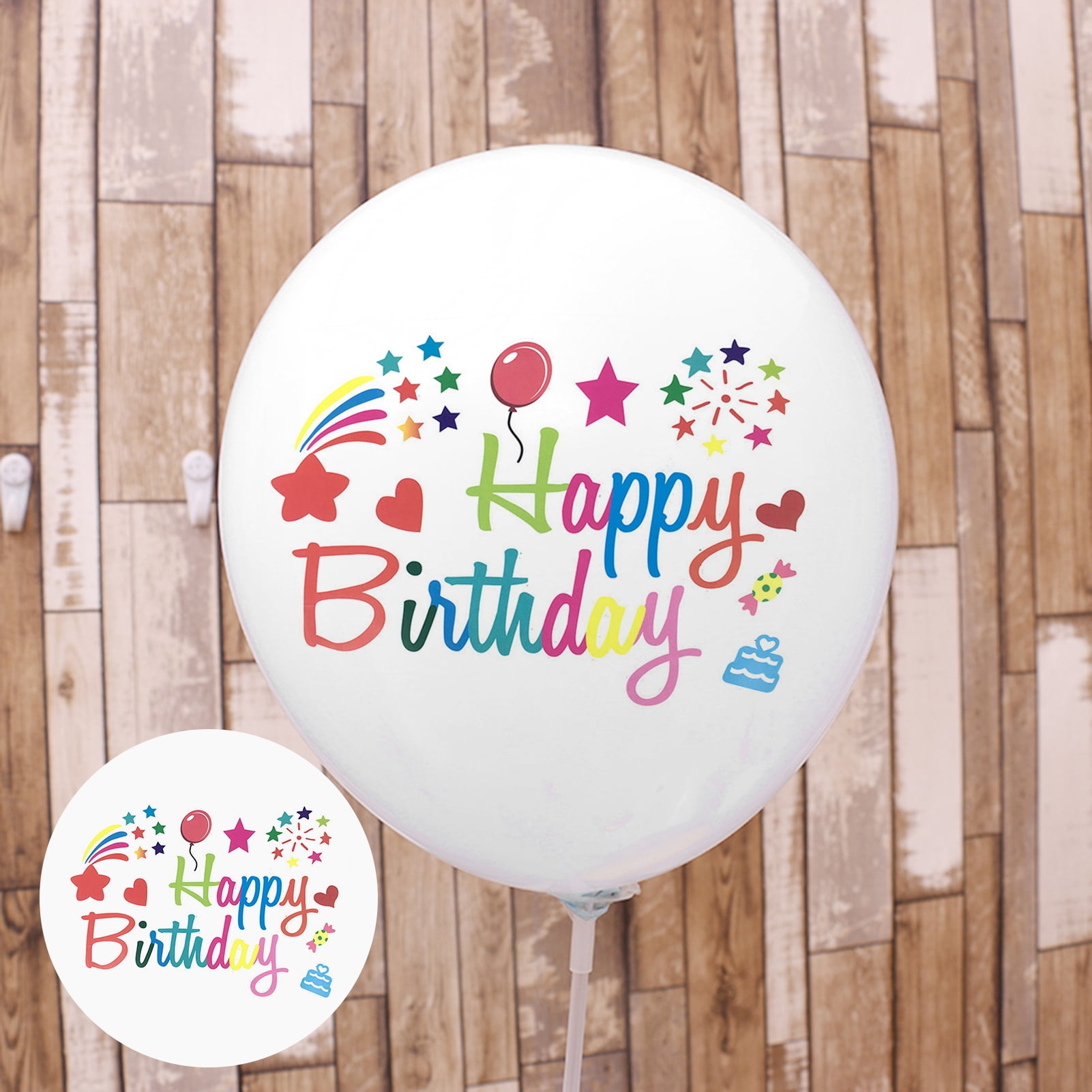 Bcloud 10Pcs Balloon Sticker Tear Resistant DIY Vinyl Happy Birthday