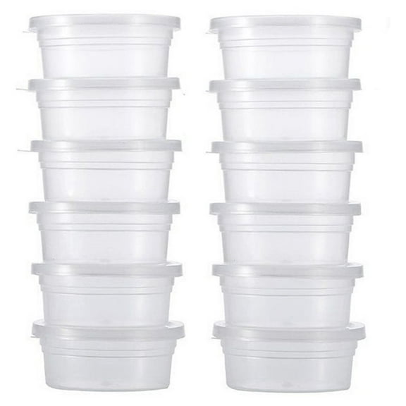 Windcarnival 12Pcs Clear Slime Storage Round Plastic Box Container Foam Ball Cups with Lids