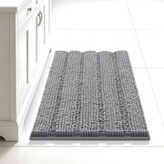 Bcoimo 24" 17" Chenille Bath Mat   Non-Slip with Backing Rug Ultra-Absorbent and Machine Washable Bathroom Quick-Dry Design. Ideal for Tub Areas
