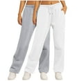 thumbnail image 1 of Bcresic 2 Pcs Wide Leg Sweatpants for Women Fleece Lightweight Baggy Sweat Pant Straight Leg Lounge Pants Trendy Joggy Workout Sports Trousers,Y03_White,X-Large, 1 of 6