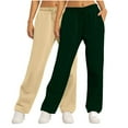 thumbnail image 1 of Bcresic 2 Pcs Woman Fleece Lightweight Straight Wide Leg Trousers Trendy Lounge Pants Workout Joogy for Lady,Y05_Green,Medium, 1 of 6