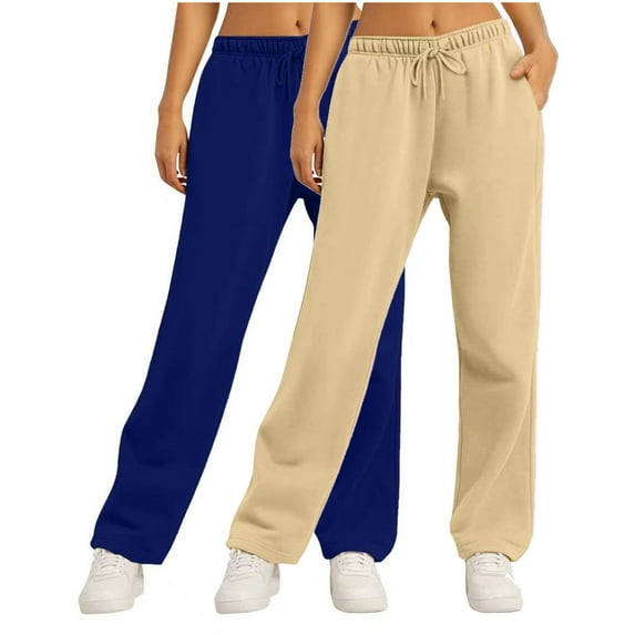 Bcresic 2 Piece Woman Sweatpants Loose Wide Leg Lounge Pants Joogy for Lady High Waisted Trousers,Y06_Khaki,XX-Large