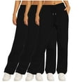 thumbnail image 1 of Bcresic 3 Pack Fleece Loose Sweatpant for Women Trendy Straight Wide Leg Pants with Pockets Lounge Sweatpants Casual Solid Color Lounge Trousers,Black,Medium, 1 of 6