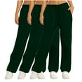 thumbnail image 1 of Bcresic 3 Pack Fleece Loose Sweatpant for Women Trendy Straight Wide Leg Pants with Pockets Lounge Sweatpants Casual Solid Color Lounge Trousers,Green,X-Large, 1 of 6