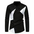 thumbnail image 1 of Bcresic Busness Shirts for Men Solid Slim Fit Blouse Stand Neck Tee Long Sleeve Tops,Black,Medium, 1 of 6