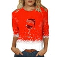 thumbnail image 1 of Bcresic Christmas Shirt Womens Xmas Hat Red Wine Glass Graphic T-Shirts Cute Snowflake Colorblock Tunic Tops Casual Crewneck T Shirts Christmas Holiday Printed Basic Tee Blouse 2024,#01_Red,Medium, 1 of 4