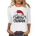 thumbnail image 1 of Bcresic Christmas Shirts for Women Glitter Light Up Xmas Tree Print 3/4 Sleeve Tops Cotton Crewneck Pullover Blouse Cute Classic Basic Tee Shirt Christmas Holiday Gifts Tunic Tshirt,#02_White,Large, 1 of 4