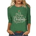 thumbnail image 1 of Bcresic Christmas Shirts for Women Glitter Light Up Xmas Tree Print 3/4 Sleeve Tops Cotton Crewneck Pullover Blouse Cute Classic Basic Tee Shirt Christmas Holiday Gifts Tunic Tshirt,#03_Green,Small, 1 of 4