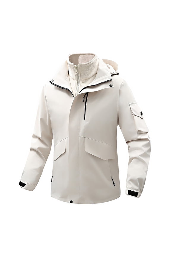 ,Men's Lightweight Windbreaker Rain Jacket Raincoat with Detachable Hood for Hiking Fishing Activewear(White,X-Large)