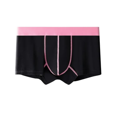 Bcresic Clearance Deals Mens Cotton Underwear Color Block Boxer Briefs with Fly Moisture-Wicking Trunks Sexy Boxers Brief Plus Size,01-Black,XX-Large